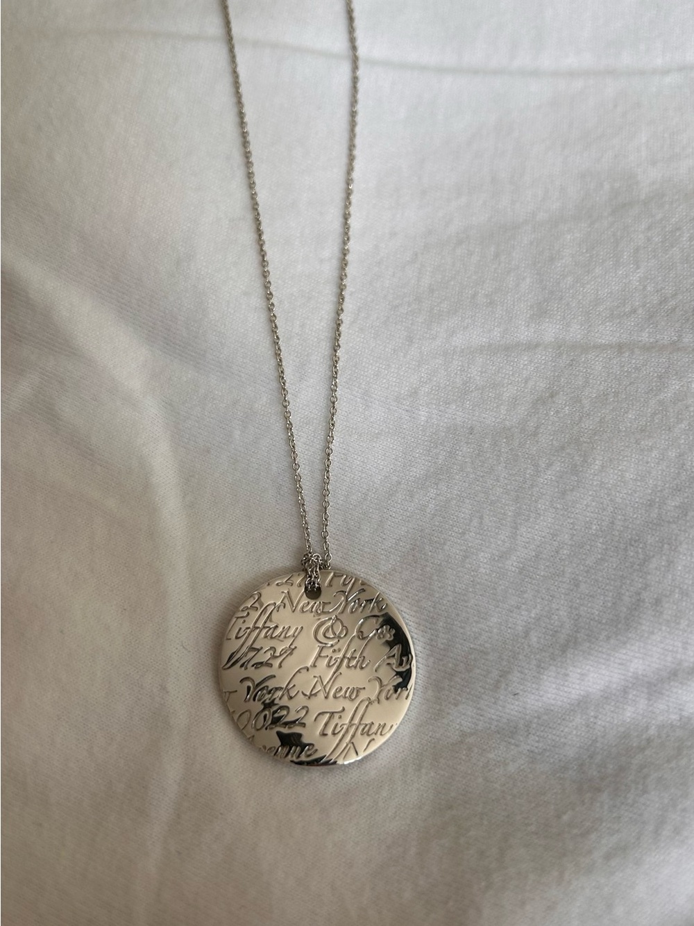 Tiffany and Co Notes Round Disc Pendant Necklace Sterling Silver w/designer box - Picture 2 of 4